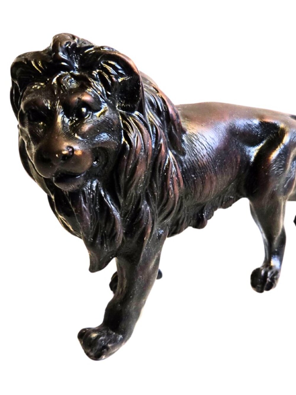 Vintage Lion sculpture Cold Cast Resin Bronze Finish 7.50" X 5.50"